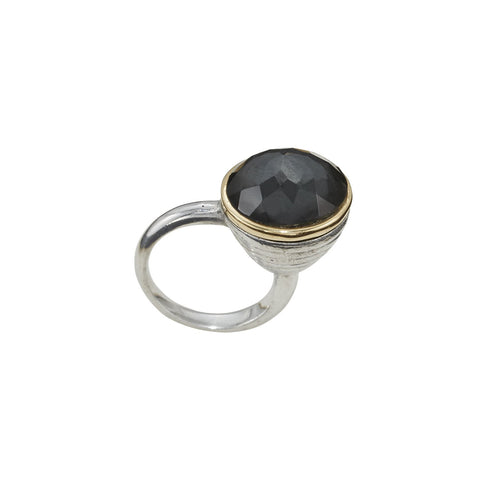 Beatrix Ost Black Hematite & Crystal Ring