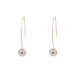 Birthstone 14K Gold Wire Drop Earrings