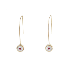 Birthstone 14K Gold Wire Drop Earrings